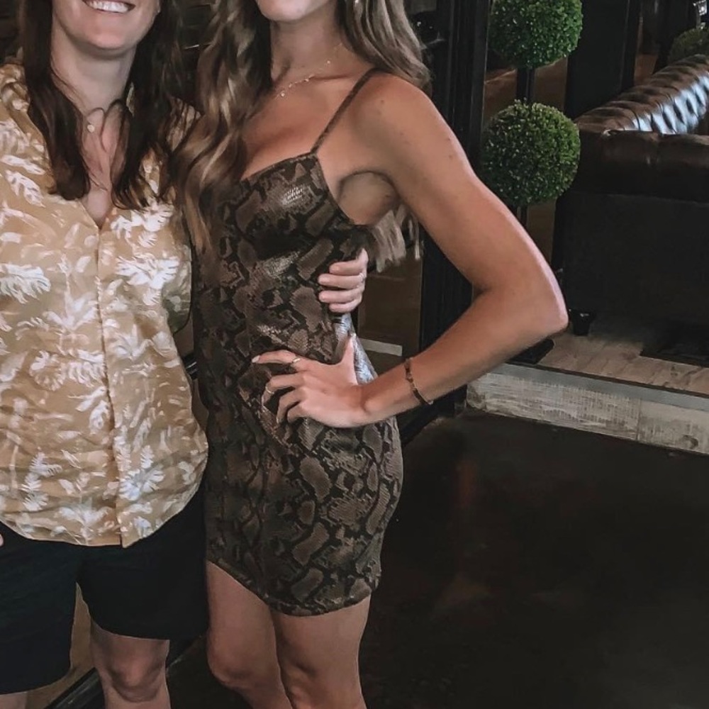 Astr snakeskin leather mini dress